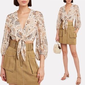 Shona Joy Beige and Cream Floral Blouse